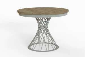 Stół okrągły rozkładany w stylu Loft LUCCA 100-140 cm - noga: kaszmir, blat: kraft złoty
