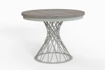 Stół okrągły rozkładany w stylu Loft LUCCA 100-140 cm - noga: kaszmir, blat: orzech