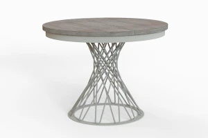 Stół okrągły rozkładany w stylu Loft LUCCA 100-140 cm - noga: kaszmir, blat: orzech