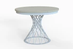 Stół okrągły rozkładany w stylu Loft LUCCA 120-160 cm - noga: biała, blat: kaszmir