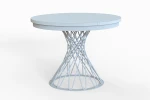 Stół okrągły rozkładany w stylu Loft LUCCA 120-160 cm - noga: biała, blat: biały