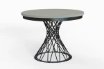Stół okrągły rozkładany w stylu Loft LUCCA 120-160 cm - noga: czarna, blat: kaszmir