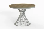 Stół okrągły rozkładany w stylu Loft LUCCA 120-160 cm - noga: kaszmir, blat: hikora
