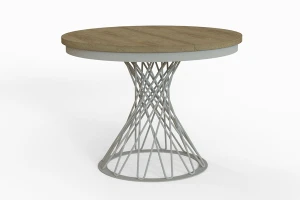Stół okrągły rozkładany w stylu Loft LUCCA 120-160 cm - noga: kaszmir, blat: hikora
