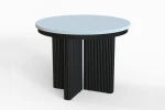Stół okrągły rozkładany w stylu Loft TUBE X 100-180 cm - noga: czarna, blat: biały
