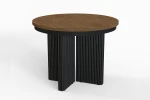 Stół okrągły rozkładany w stylu Loft TUBE X 100-180 cm - noga: czarna, blat: orzech
