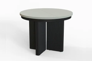 Stół okrągły rozkładany w stylu Loft TUBE X 120-200 cm - noga: czarna, blat: kaszmir