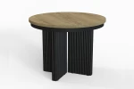 Stół okrągły rozkładany w stylu Loft TUBE X 120-200 cm - noga: czarna, blat: hikora