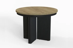 Stół okrągły rozkładany w stylu Loft TUBE X 120-200 cm - noga: czarna, blat: hikora