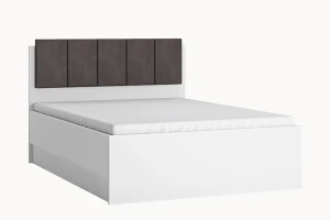 Łóżko dwuosobowe z podnoszonym stelażem LYON BIAŁY LYOZ02 140x200 cm - biały alpin