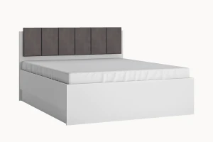 Łóżko dwuosobowe z podnoszonym stelażem LYON BIAŁY LYOZ04 160x200 cm - biały alpin