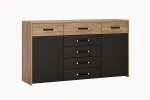 Komoda MONACO  MOAK04 - czarny mat-dąb stirling jasny