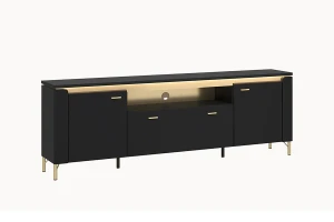 Komoda RTV NORICA LAZF03 - czarny mat-złoty