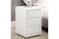 Szafka nocna lustrzana z 3 szufladami - białe szkło