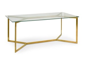Stół szklany do jadalni - złota podstawa