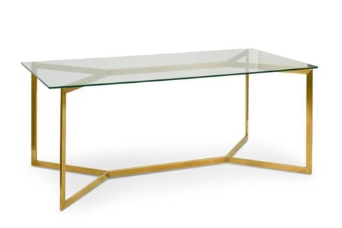 Stół szklany do jadalni - złota podstawa