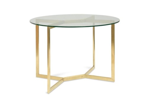 Stół okrągły szklany - złota podstawa