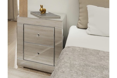 Szafka nocna lustrzana Glamour z 2 szufladami LSL-2