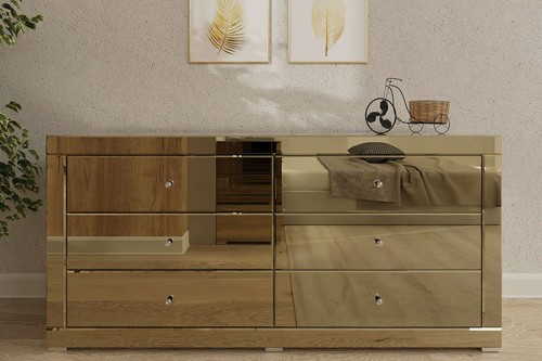 Komoda lustrzana złota z 6 szufladami LKZ-6