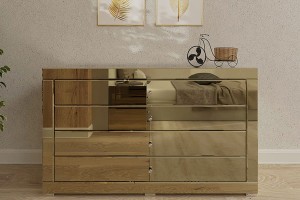 Komoda lustrzana z 4 szufladami Kolekcja Graf&Mirror LKZ-4 ( złote szkło )