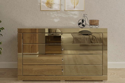 Komoda lustrzana złota z 4 szufladami LKZ-4