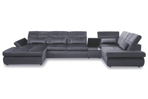 Narożnik ORTENSIA XXL 1,5SWL/2RC0/LM71+ZEC71B/X90K/1RPe0/BSP ( z funkcją spania, pojemnikiem, praktycznym schowkiem i z relaksem elektrycznym ) - bryła, front