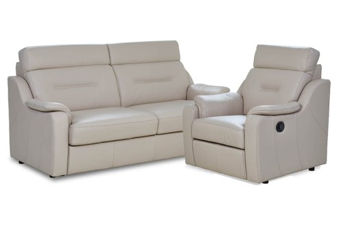 Zestaw wypoczynkowy skórzany VERO - PAPAVERO SOFA 3RD2+FOTEL 1RPm2 ( z funkcją relaks mechaniczny )