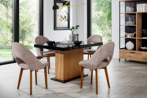 Stół rozkładany LORENZ 80x110-245 cm ( blat-lacobel ) krzesło Nelly Holly - aranżacja