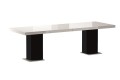 Stół rozkładany LORENZ 80x110-245 cm ( blat-lacobel/połysk-biały, czarny ) - bryła, rozłożony