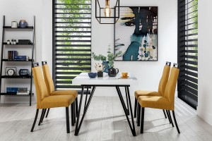 Stół rozkładany NATAN 90x160-295 cm ( blat LACOBEL / buk - dąb ) - BOMAR MEBLE 