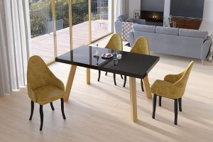 Stół rozkładany RIVER 90x160-260 cm ( blat LACOBEL - buk, dąb ) - BOMAR MEBLE