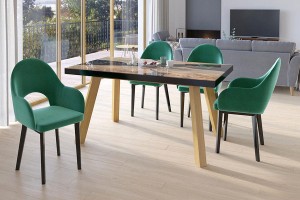 Stół rozkładany RIVER 90x160-260 cm ( blat GRAFIKA - buk, dąb ) - BOMAR MEBLE