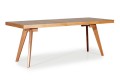 Stół rozkładany VOLTA 90x90-225 cm ( buk - dąb ) - bryła, front, bok, rozłożony