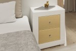 Szafka nocna lustrzana z kolekcja Golden 2 szufladami LSG-W2 ( złoty front, białe szkło )