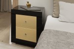 Szafka nocna lustrzana z 2 szufladami Kolekcja Golden LSG-B2 ( złoty front, czarne szkło )
