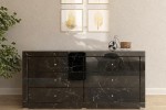 Komoda lustrzana z 6 szufladami Kolekcja Marble LKM-6 ( czarny marmur )