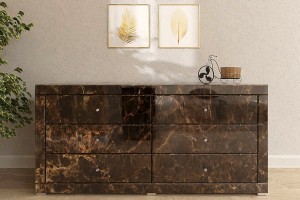 Komoda lustrzana z 6 szufladami Kolekcja Marble LKM-6 ( brązowy marmur )