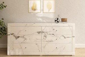 Komoda lustrzana z 6 szufladami Kolekcja Marble LKM-6 ( biały marmur )