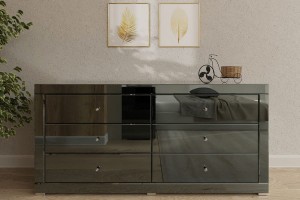 Komoda lustrzana z 6 szufladami Kolekcja Graf&Mirror LKG-6 ( szkło grafitowe )