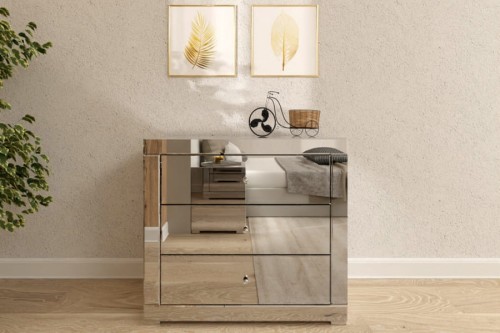 Komoda lustrzana z 3 szufladami Kolekcja Graf&Mirror LKL-3 - aranżacja