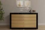 Komoda Golden Black z 4 szufladami Kolekcja Golden LKG-B4 ( złoty front, czarne szkło )