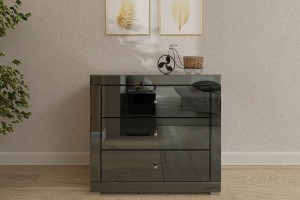 Komoda lustrzana z 3 szufladami Kolekcja Graf&Mirror LKG-3 ( grafitowe szkło )