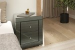 Szafka nocna lustrzana z 2 szufladami Kolekcja Graf&Mirror LSG-2 ( szkło grafitowe ) 