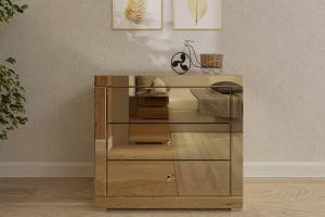 Komoda lustrzana z 3 szufladami Kolekcja Graf&Mirror LKZ-3  ( złote szkło )