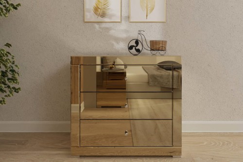 Komoda lustrzana z 3 szufladami Kolekcja Graf&Mirror LKZ-3 ( złote szkło )