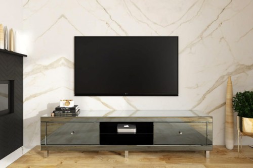 Szafka lustrzana RTV LSGRTV - Kolekcja Graf&Mirror ( szkło grafitowe ) - aranżacja