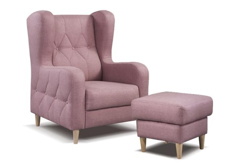 Fotel PRADO z pufą - bryła, front, bok