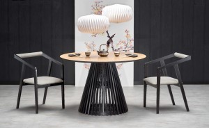 MIYAKI stół blat - dąb naturalny, noga - czarny 