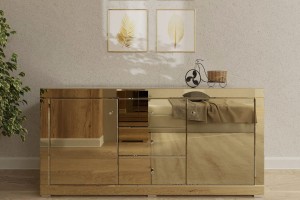 Komoda lustrzana złote szkło Marsylia kolekcja Graf&Mirror  LKZ-3+2