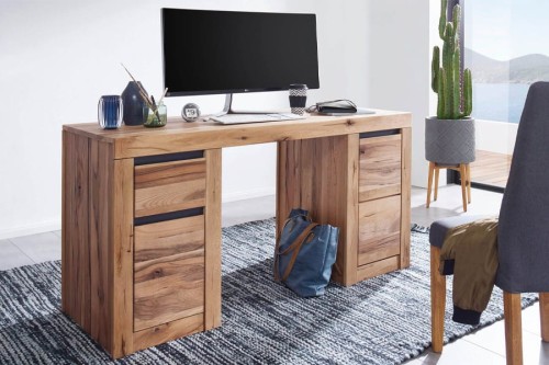 Biurko WZ-0181 - lity borgundzki dąb olejowany, szczotkowany / postarzany